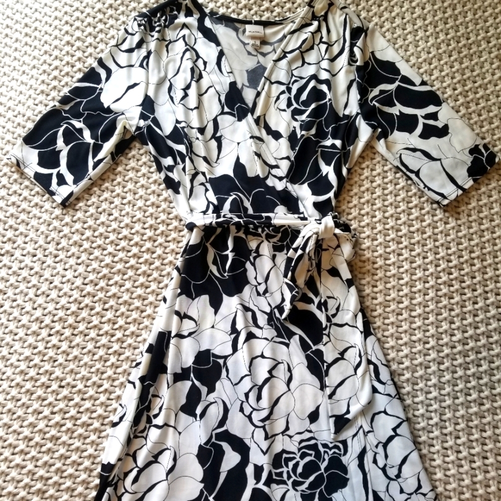 Merona black and off white floral dress - Picture 1 of 7